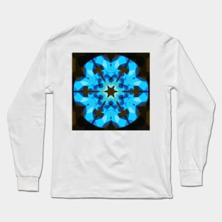 Retro Mandala Flower Blue and Orange Long Sleeve T-Shirt